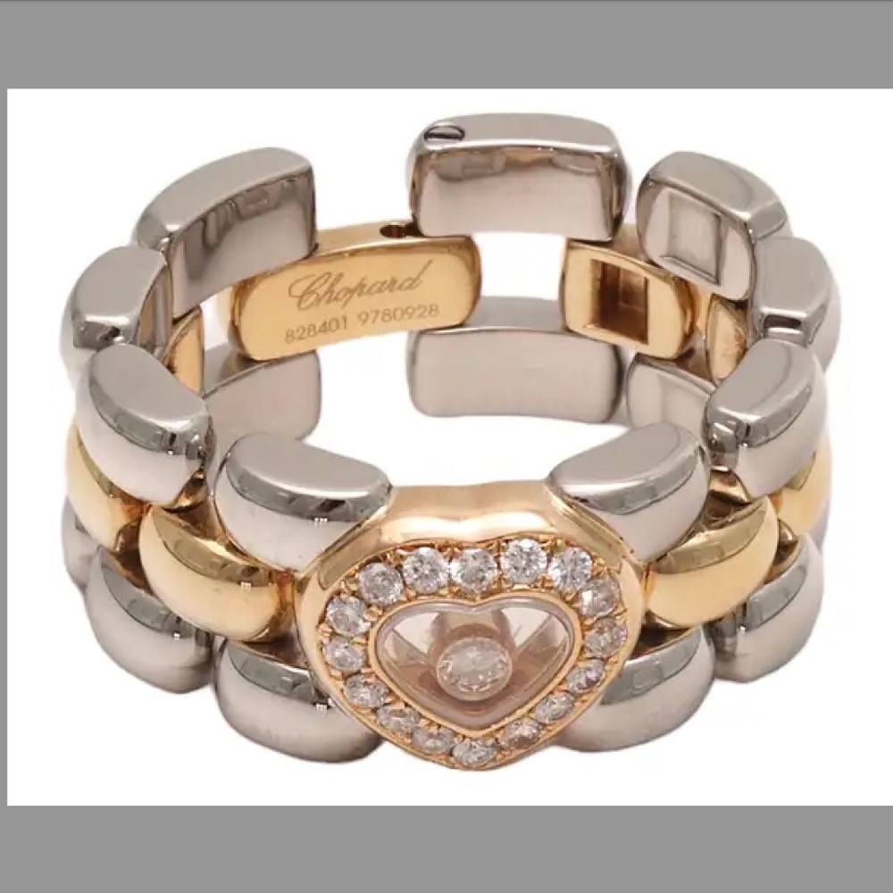 Chopard Happy Diamonds Two-Tone Links Ring, Size 4.5